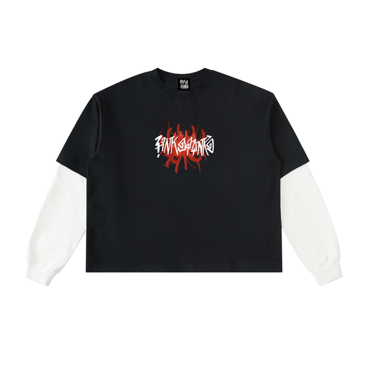 Skeleton Lily - Layered Contrast Sleeve Tee