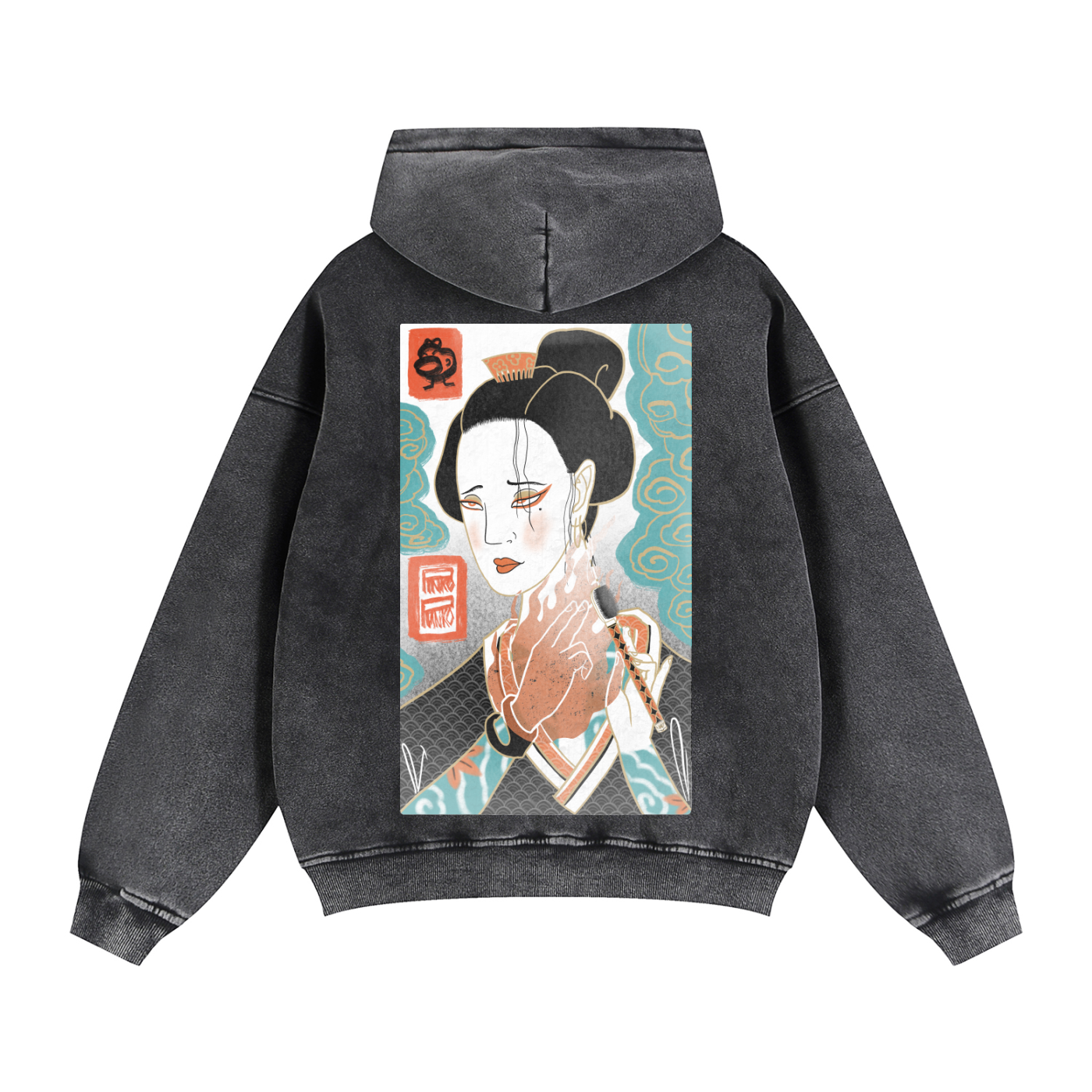 Geisha's Beauty - Washed Double Zip Hoodie