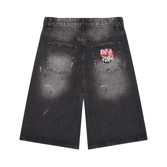 Vintage Wash Wide Denim Shorts