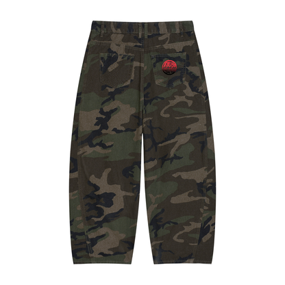 Camo Barrel Leg Cargo Pants