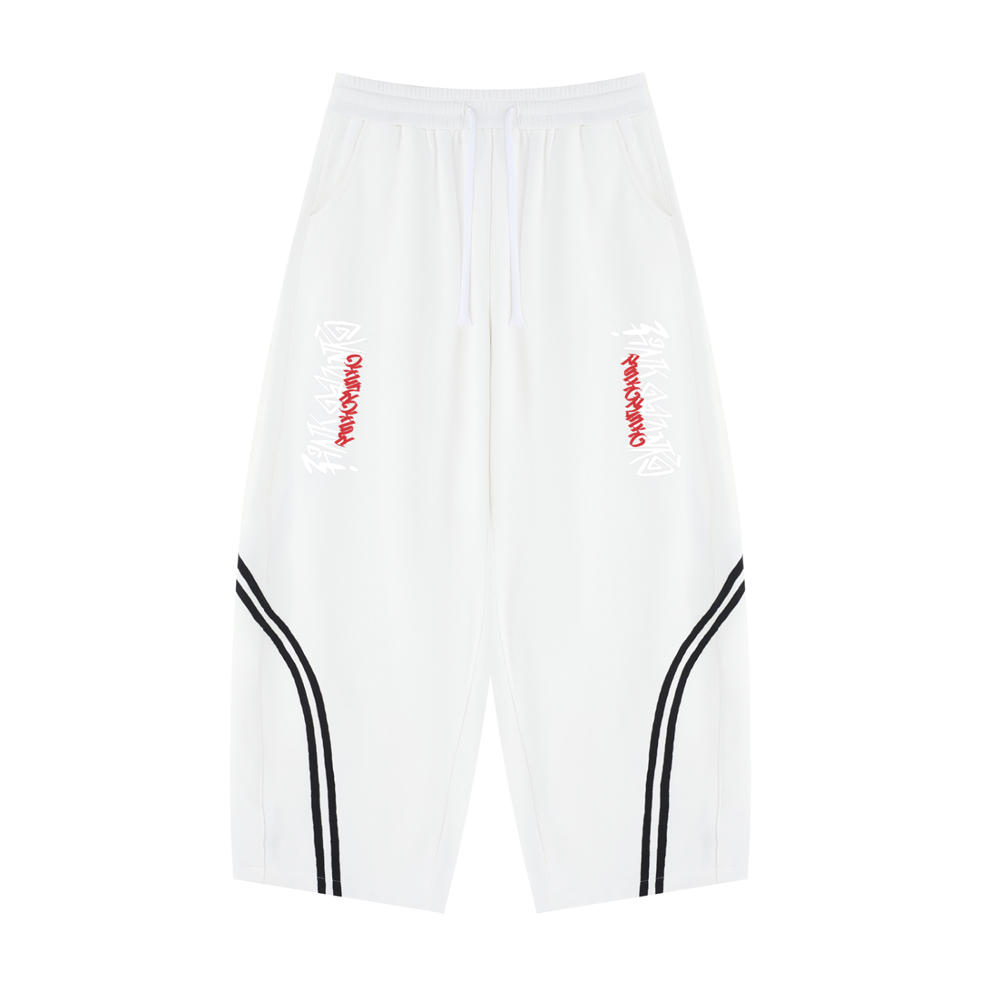 Graffiti - Wide Leg Piping Sweatpants