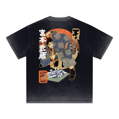 Miyamoto Musashi Killing your Project - Reverse Dyed Loose Cotton T-Shirt