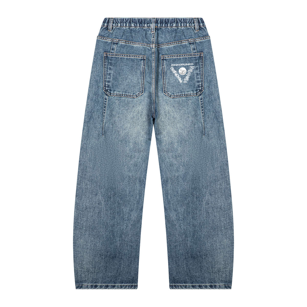Vintage Wash Barrel Leg Denim Jeans