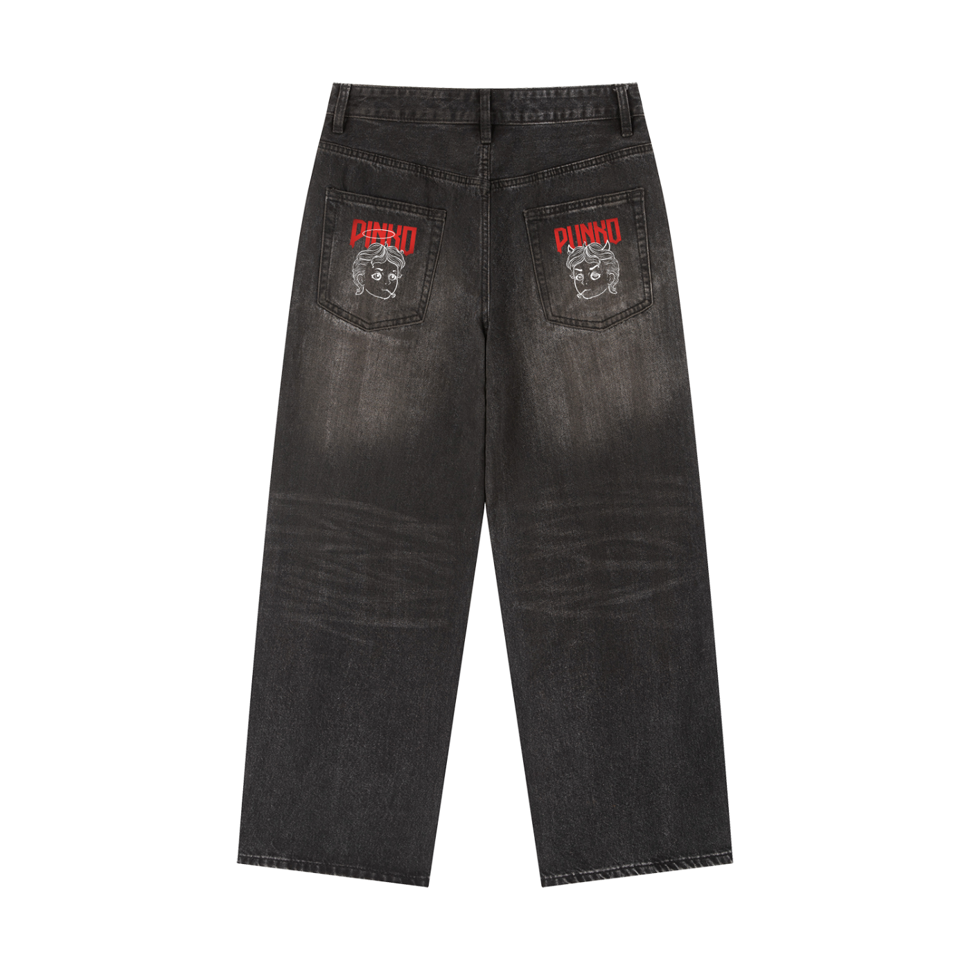 Settler's Angel/Devil - Wide Vintage Wash Denim Jeans