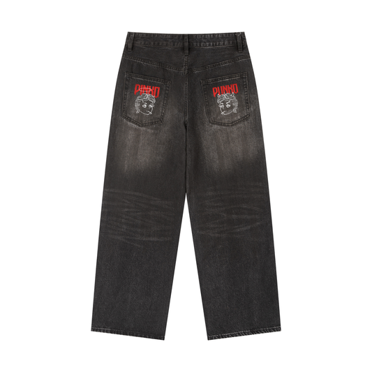 Settler's Angel/Devil - Wide Vintage Wash Denim Jeans