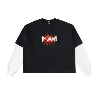 Skeleton Lily - Layered Contrast Sleeve Tee