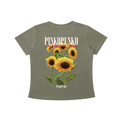 Summer Sunflowers - Washed Slim Fit Tee