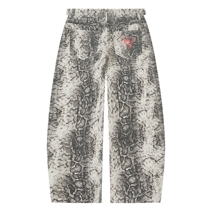 Snake Print Barrel Leg Pants