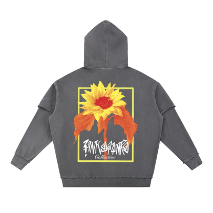 Sunflower - Snow Washed Raw Edge Double Layered Hoodie