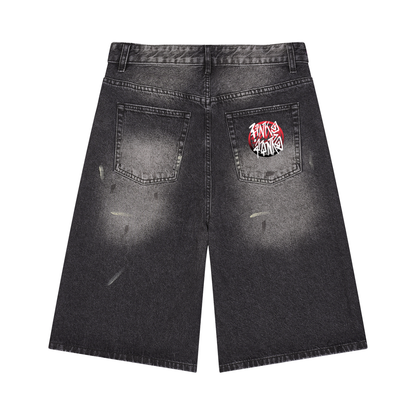 Vintage Wash Wide Denim Shorts