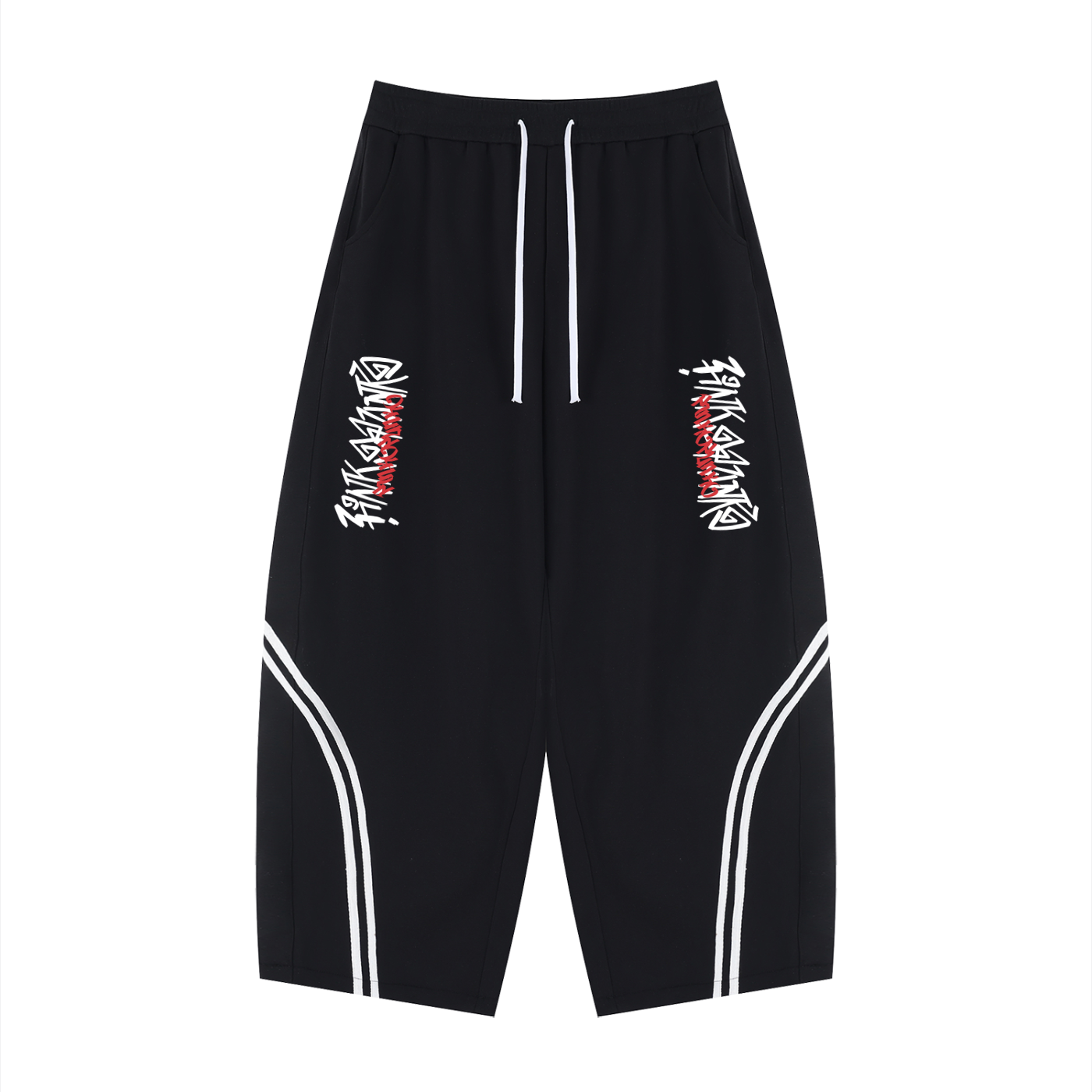 Graffiti - Wide Leg Piping Sweatpants