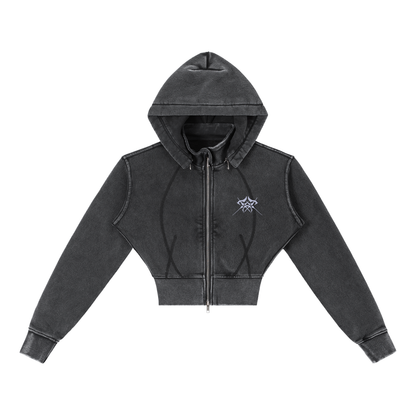 CyberSigil - Vintage Washed Cropped Hoodie