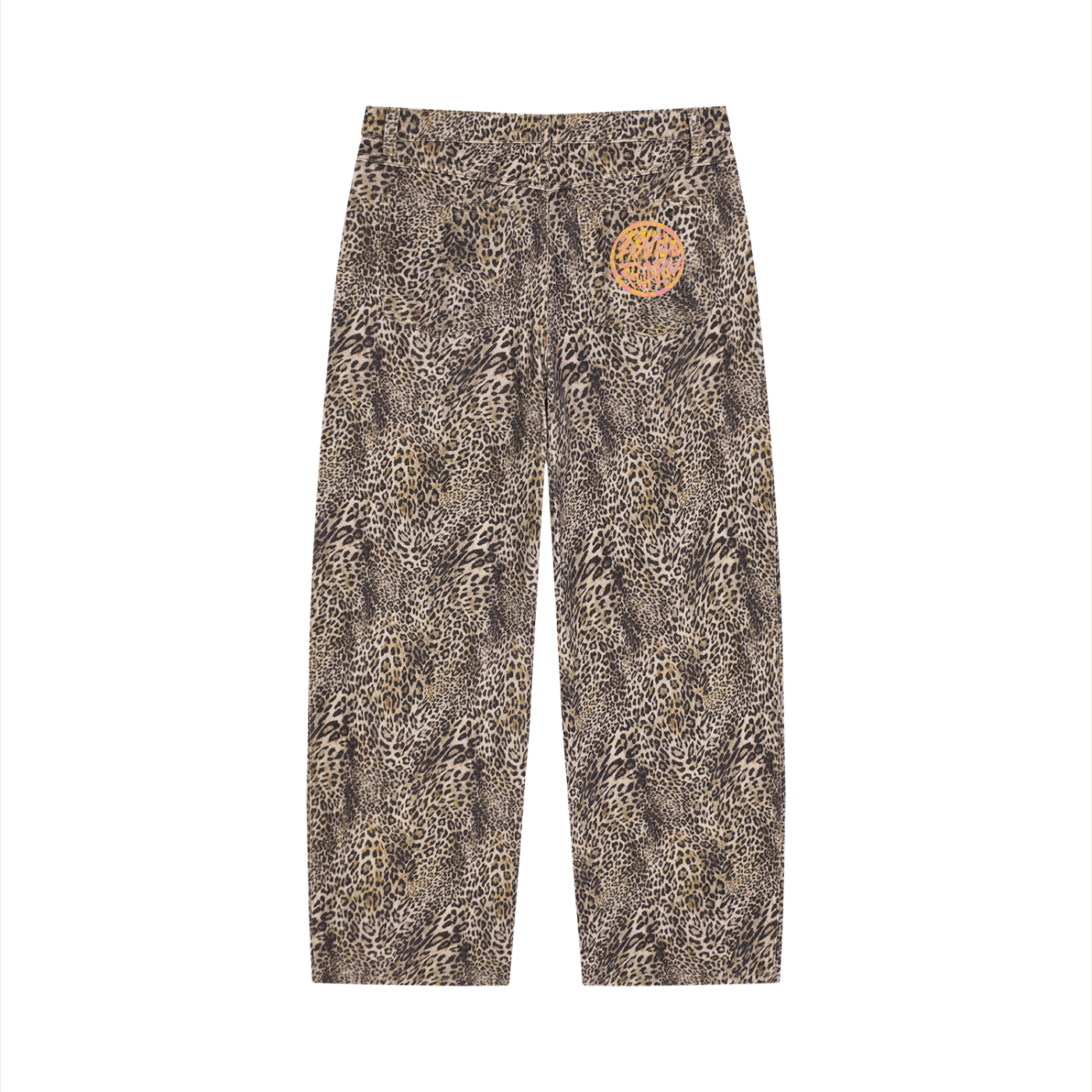 Vintage Wash Leopard Wide Leg Jeans