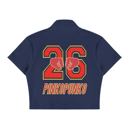Ganba - Cropped Full Zip T-Shirt