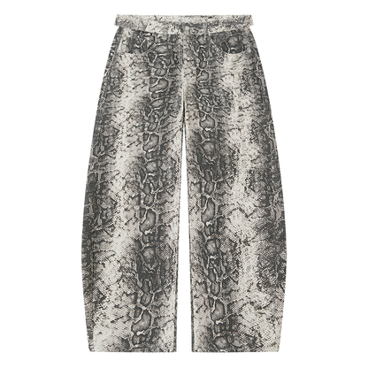 Snake Print Barrel Leg Pants