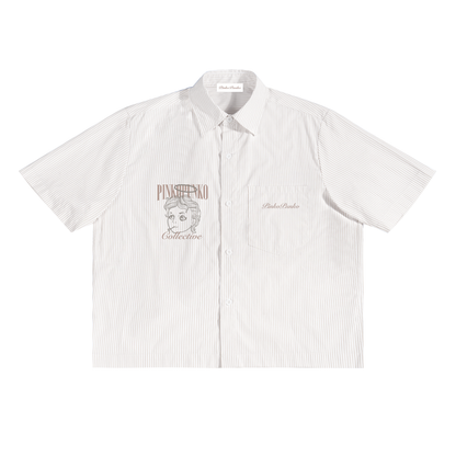 Performative Climber's Uniform - Striped Boxy Button-Up Shirt (Apricot)