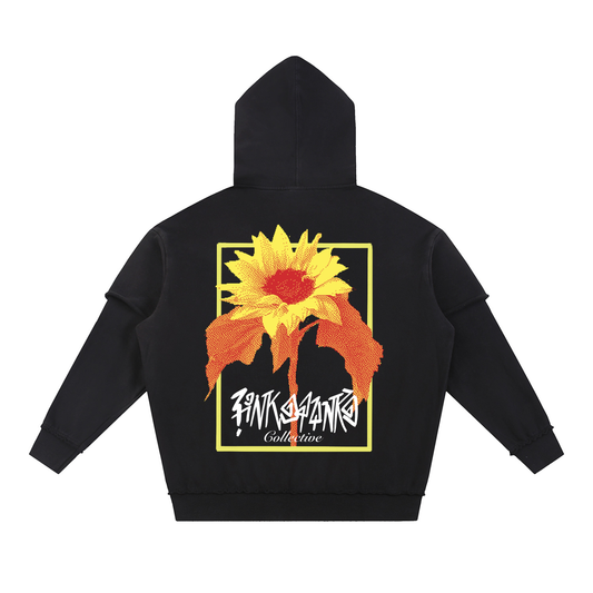 Sunflower - Snow Washed Raw Edge Double Layered Hoodie