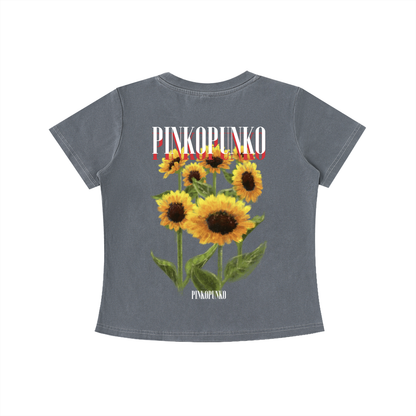 Summer Sunflowers - Washed Slim Fit Tee